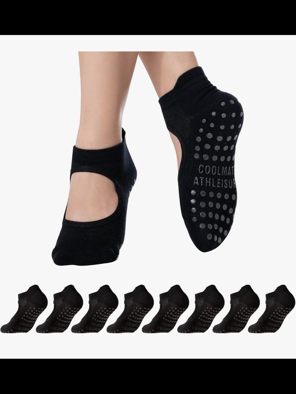 BNWT 4 Pairs Women's Black Non-Slip Pilates/Yoga Socks